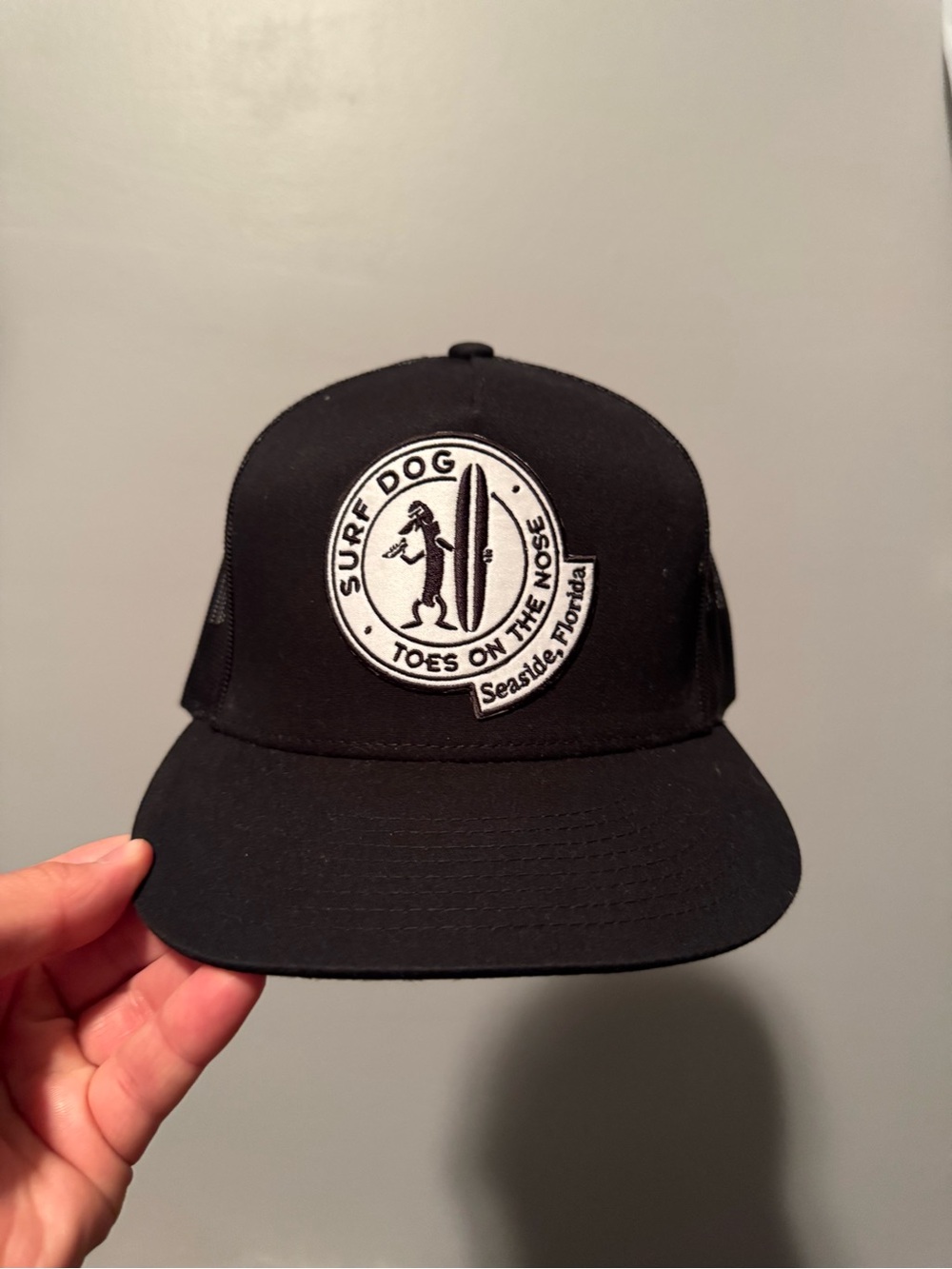 Black Trucker Hat with Surf Patch